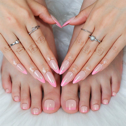Stylish Press-On Nail Set with Elegant French Tip Design Acalora