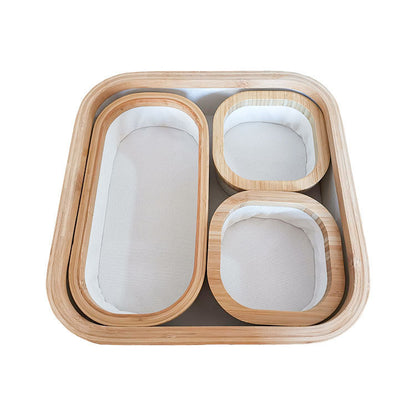 Storage basket set with bamboo frame and fabric inserts Acalora