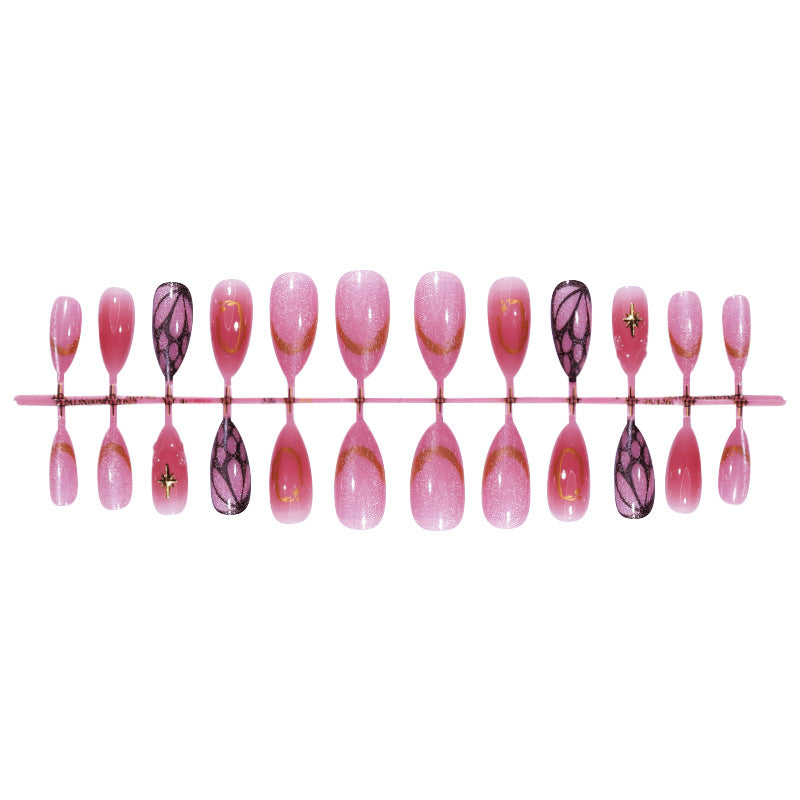 Decorative Press-On Nail Art Set with Shimmering Glitter and Elegant Patterns Acalora