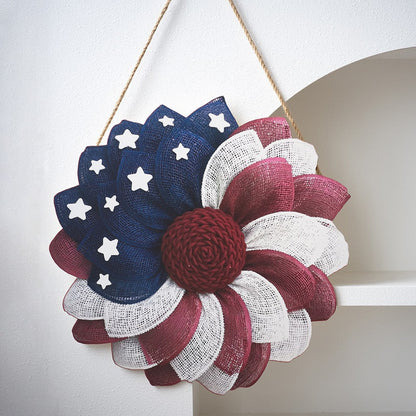 Unisex nan layered star wreath door decor with mixed ribbon bows and wooden accents Bowlift