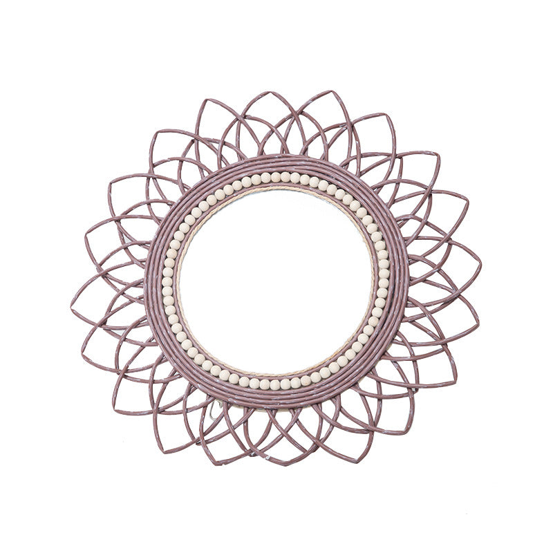 Decorative wall mirror with rattan frame Acalora
