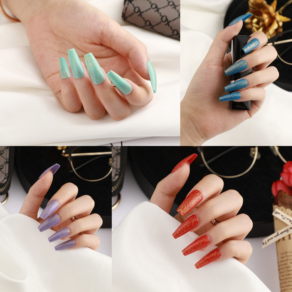 Artificial Nail Set with Elegant Glitter Effect Acalora