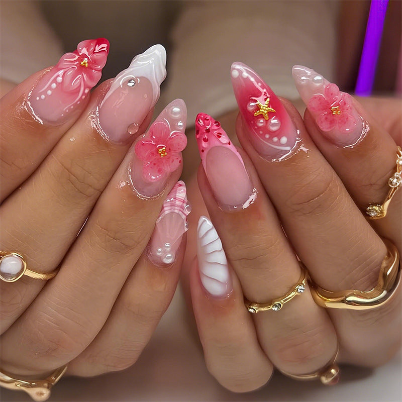 Elegant Floral Design Press-On Nail Set Acalora