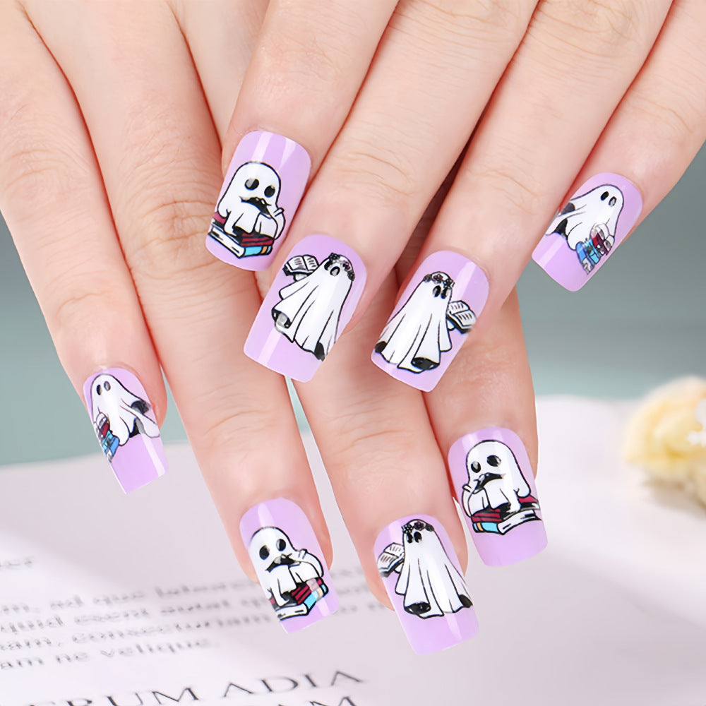 Artificial nails with playful ghost design Acalora