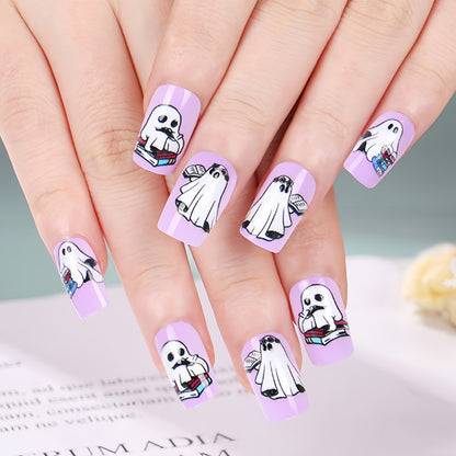 Artificial nails with playful ghost design Acalora