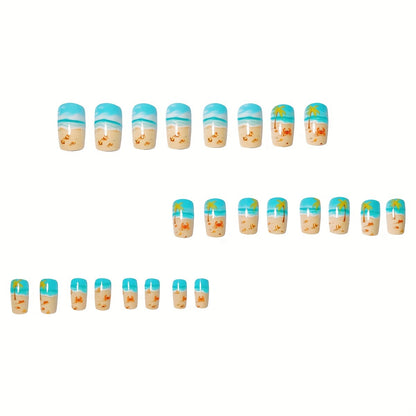 Tropical Beach-Themed Nail Art Acalora