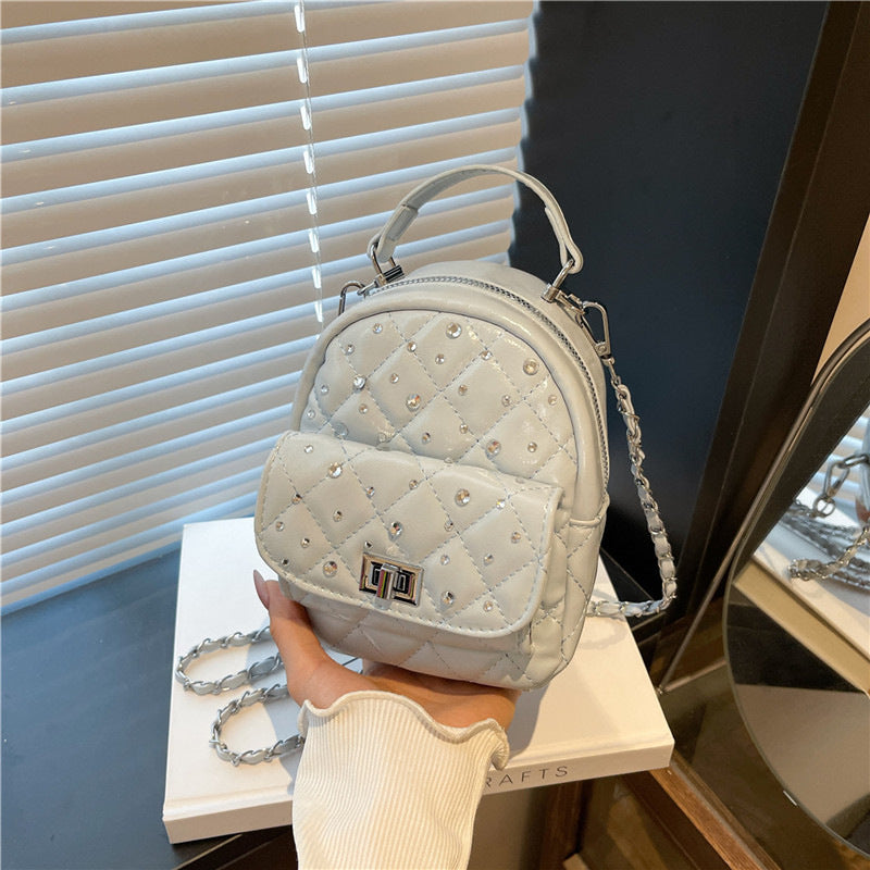Quilted Mini Backpack with Rhinestone Accents Acalora