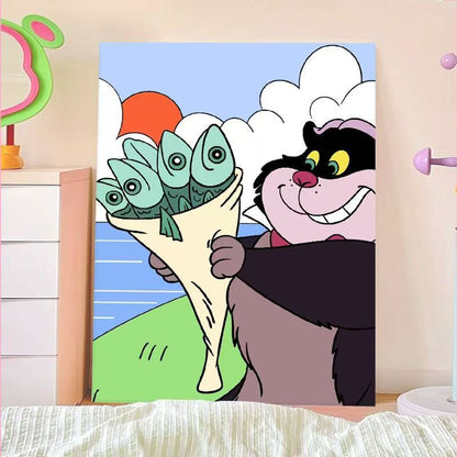 Playful Cartoon Cat Wall Art