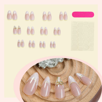 Elegant Press-On Nail Art with Gold Accents Acalora