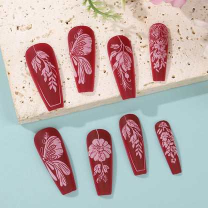 Artificial Nail Set with Floral Designs Acalora