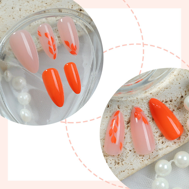 Artistic Press-On Nail Set with Seasonal Floral Designs Acalora