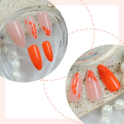 Artistic Press-On Nail Set with Seasonal Floral Designs Acalora