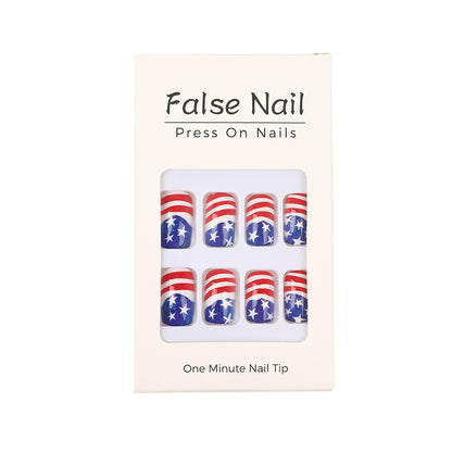 Artificial nails in patriotic Stars and Stripes design Acalora