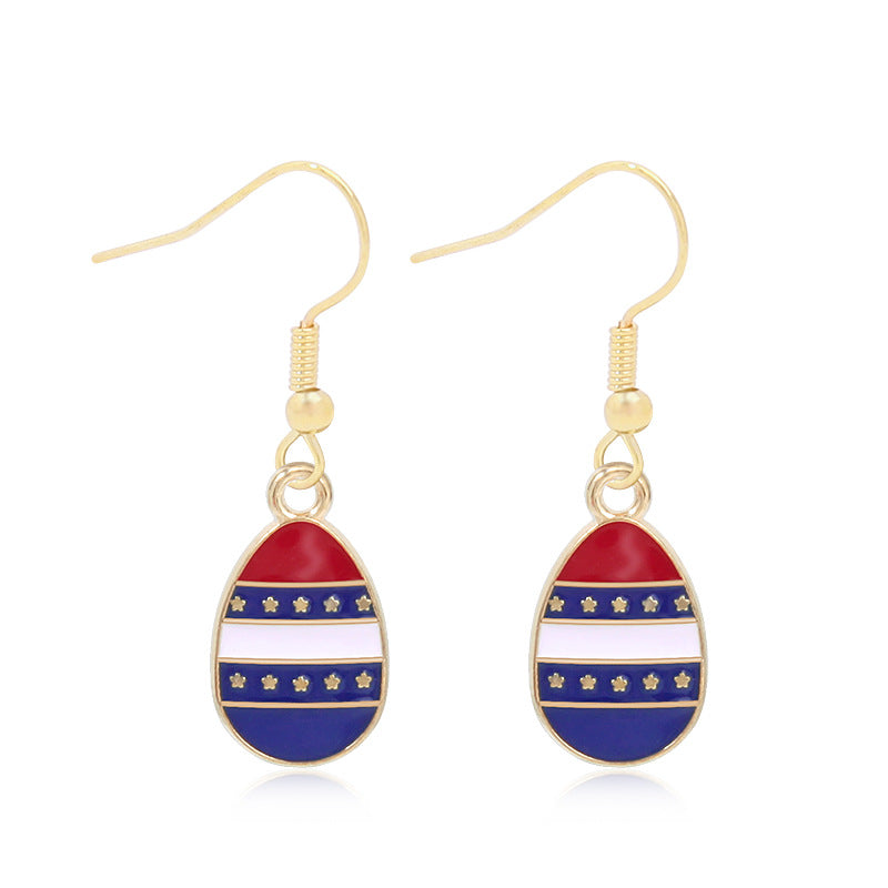 Women's lightweight star earrings with enamel flag design and fishhook Kalsten