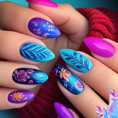 Artistic Floral Stiletto Nail Art Acalora