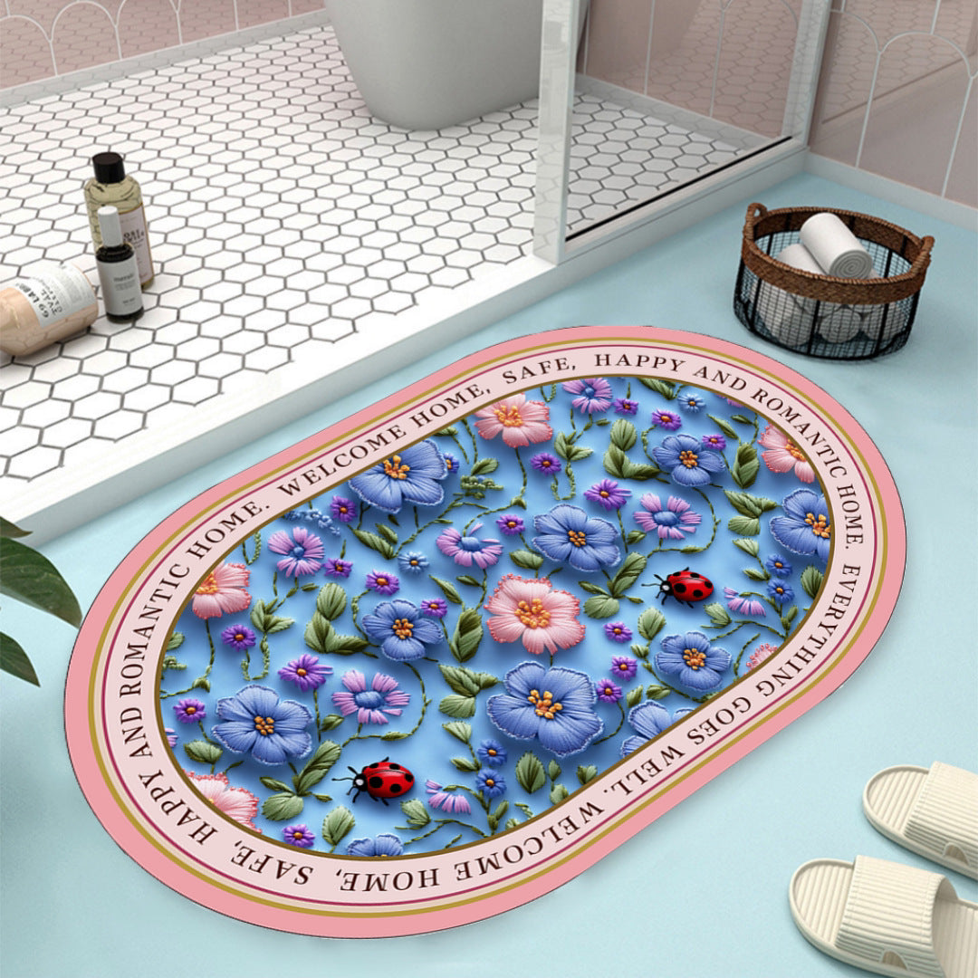 Floral Design Bath Mat