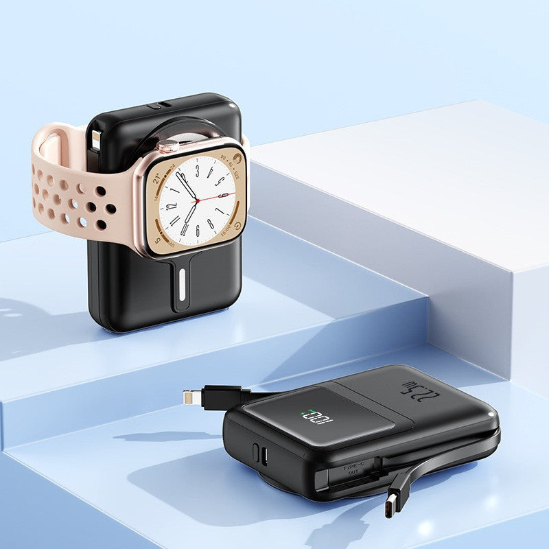 Portable power bank with integrated Apple Watch mounting mechanism and fast charging function Bowlift