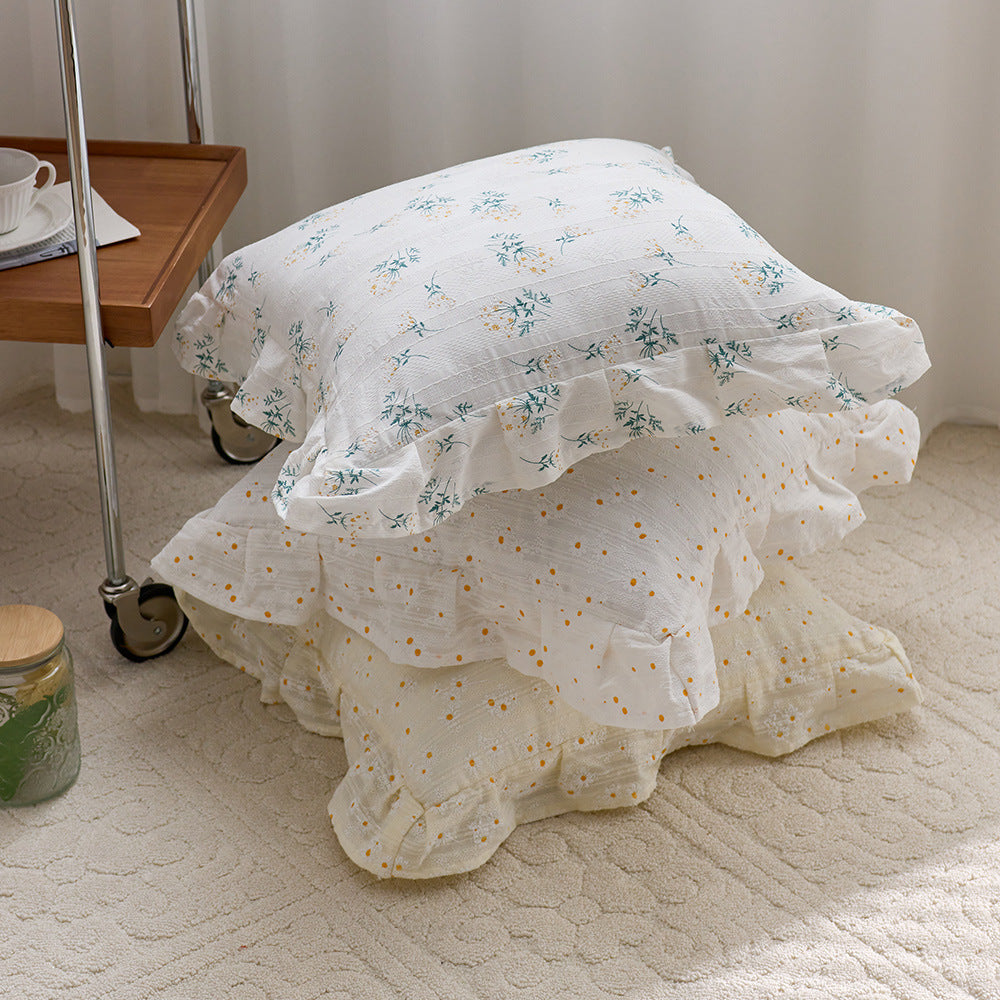 Decorative Ruffled Floral Throw Pillow