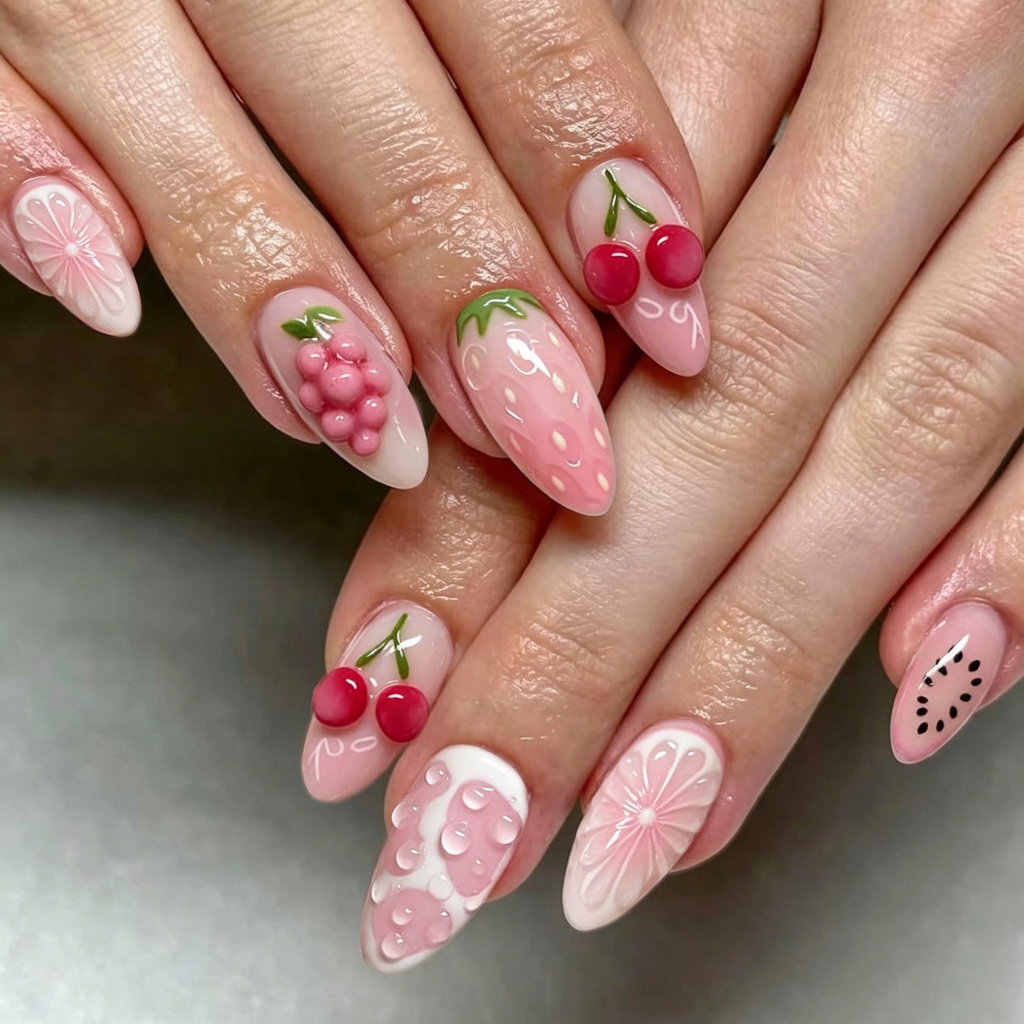 Artistic Fruit-Inspired Press-On Nail Set Acalora