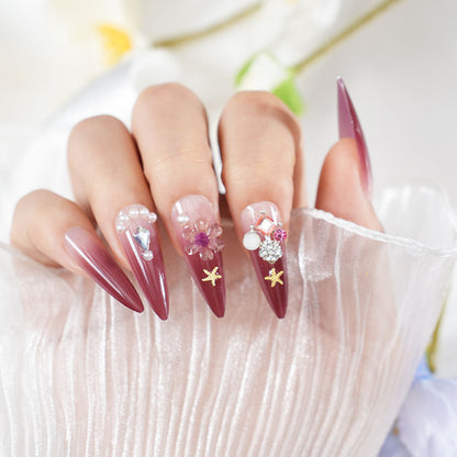 Decorative Rhinestone Stiletto Nail Set Acalora