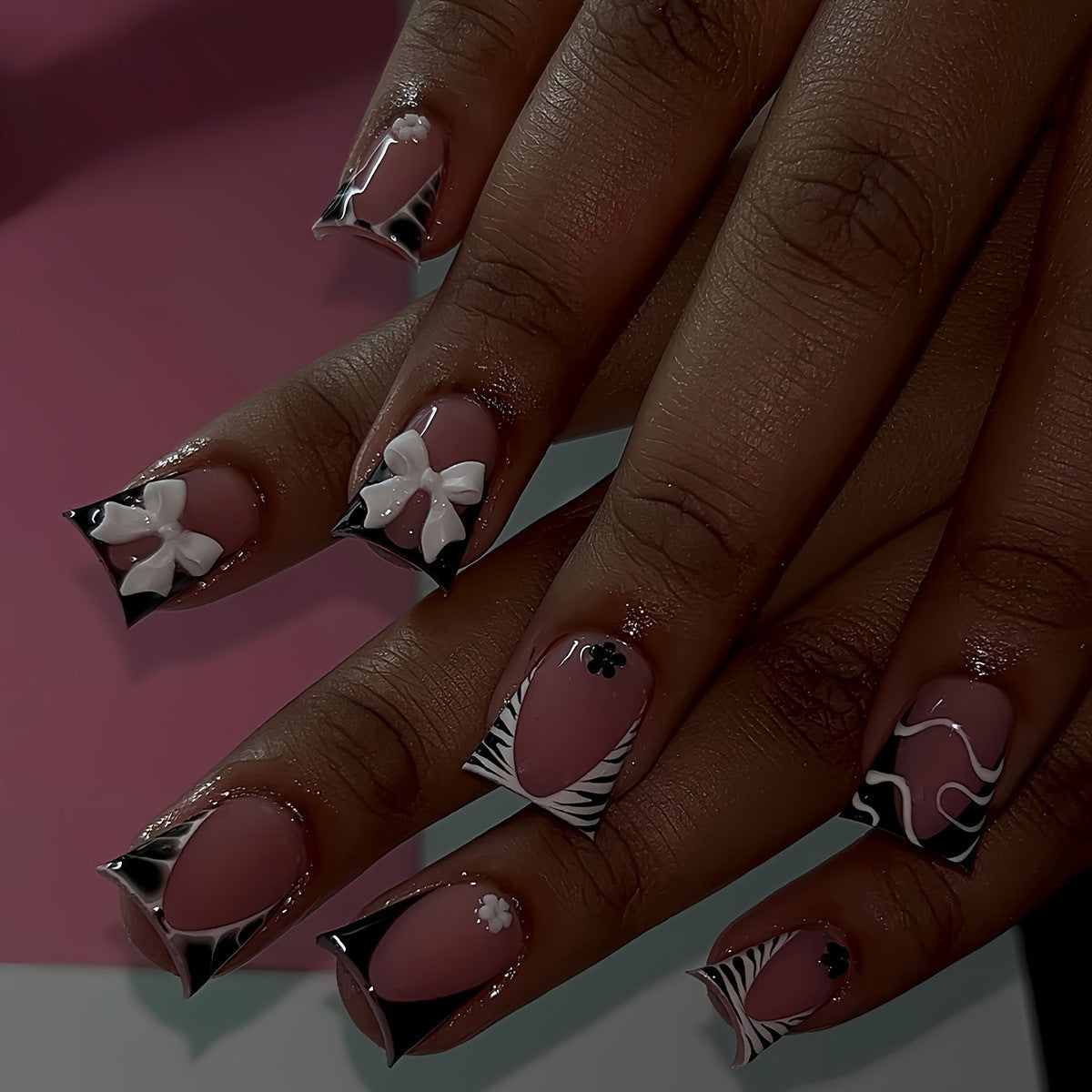 Decorative Press-On Nail Art with Floral and Graphic Designs Acalora