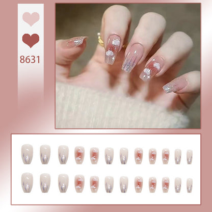 Artificial nail set with floral design and glitter accents Acalora