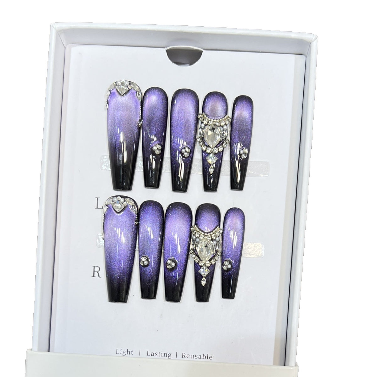 Decorative Press-On Nail Art Set with Gemstone Accents Acalora