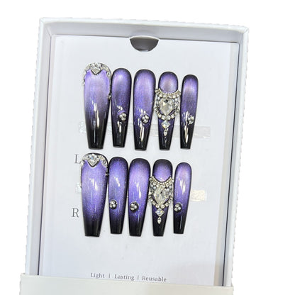 Decorative Press-On Nail Art Set with Gemstone Accents Acalora