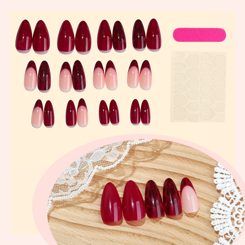 Stylish Press-On Nail Set with Geometric and Gradient Designs Acalora