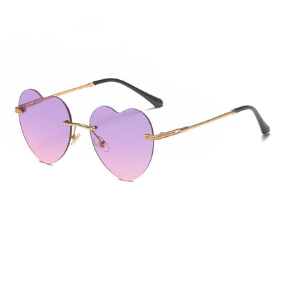 Women's Heart-shaped Sunglasses with mirrored lenses and golden frame Karnz