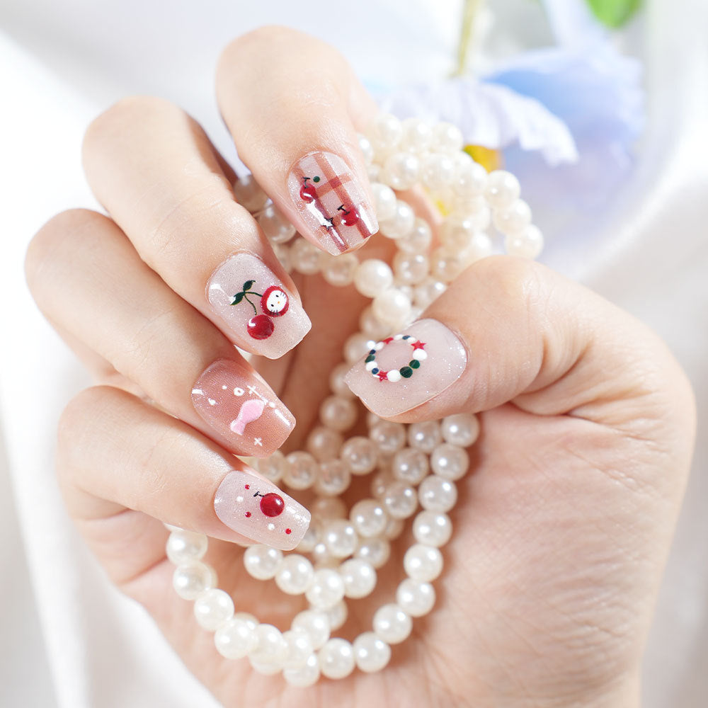 Artistic Press-On Nail Set with Whimsical Designs Acalora
