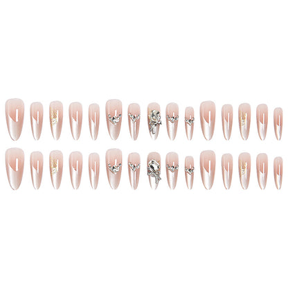 Artificial nail set with elegant crystal decorations and ombre effect Acalora