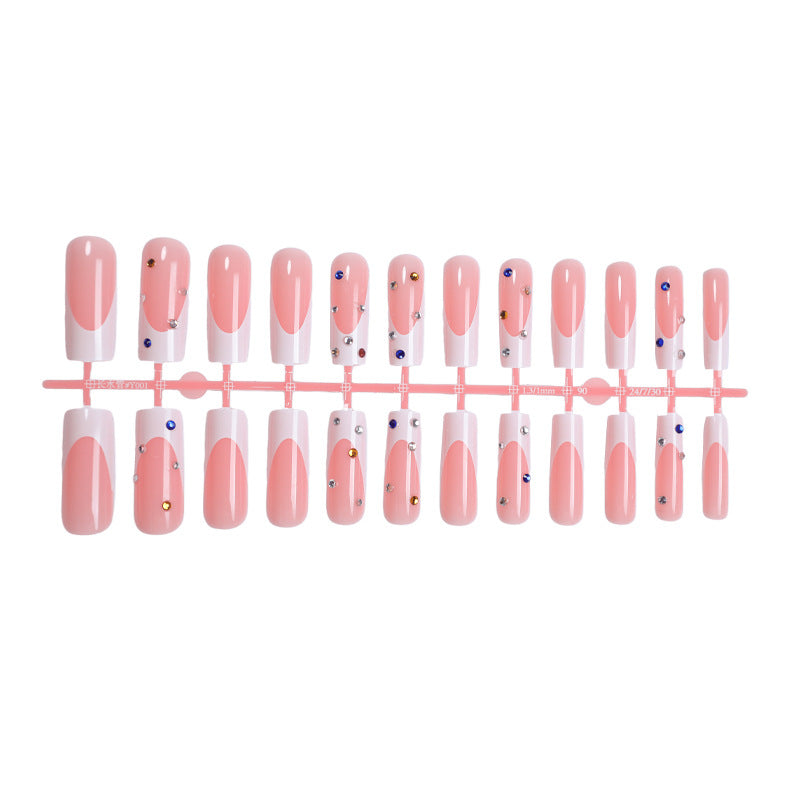 Elegant Decorative Press-On Nail Set with Gem Accents Acalora