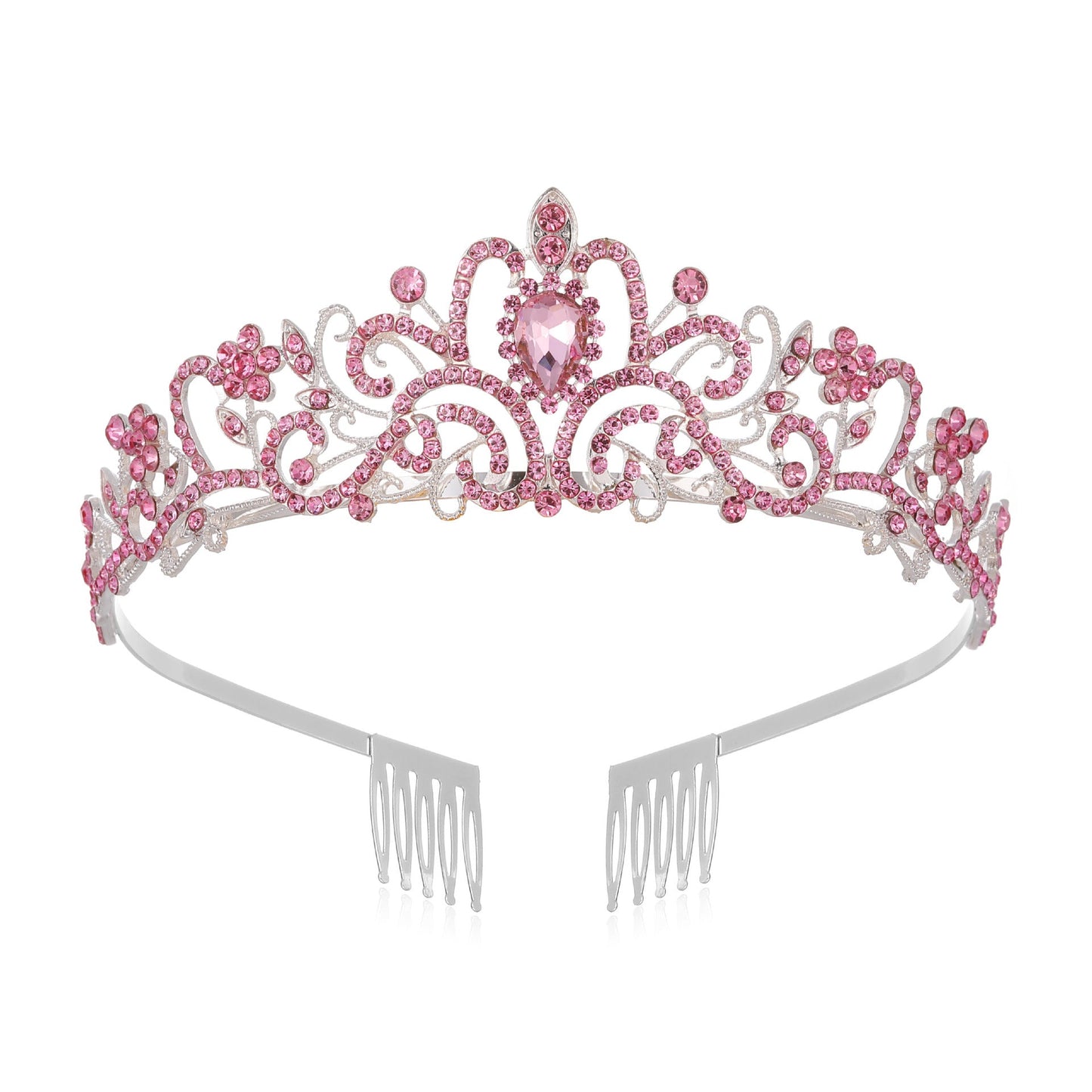 Ladies' Sparkling Crystal Tiara with filigree design wreath
