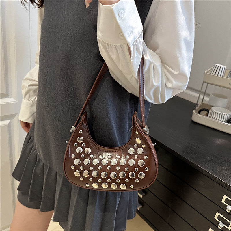 Studded Leather Hobo Bag Acalora