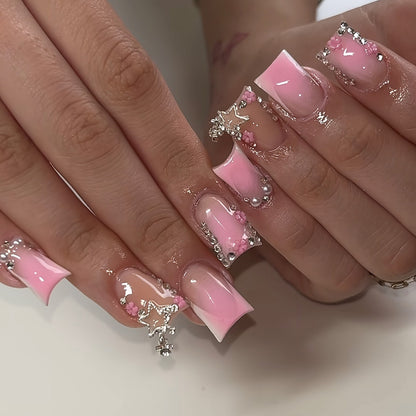 Glamorous 3D Press-On Nail Set with Star Accents Acalora