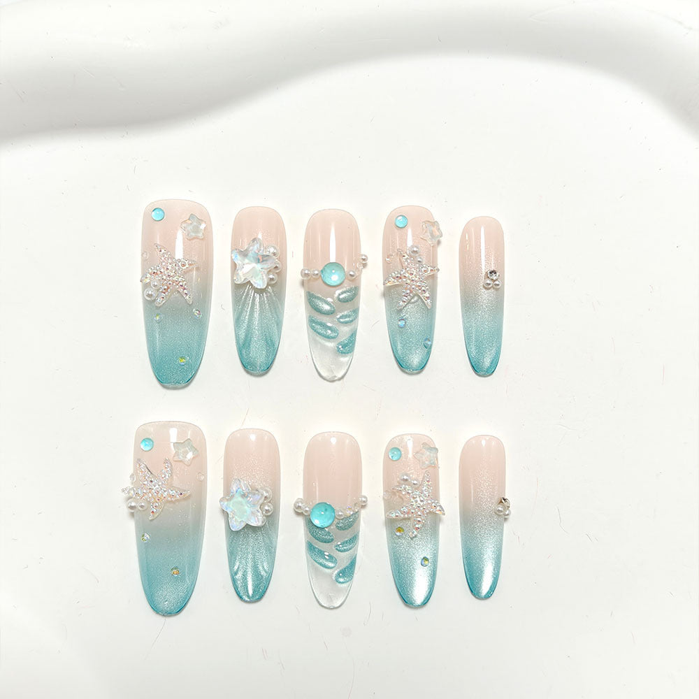 Artificial nails in elegant ocean design Acalora