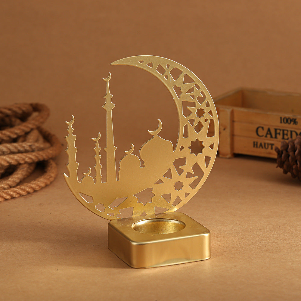 Decorative Crescent Mosque Metal Tealight Candle Holder Acalora