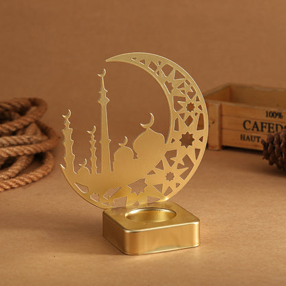 Decorative Crescent Mosque Metal Tealight Candle Holder Acalora
