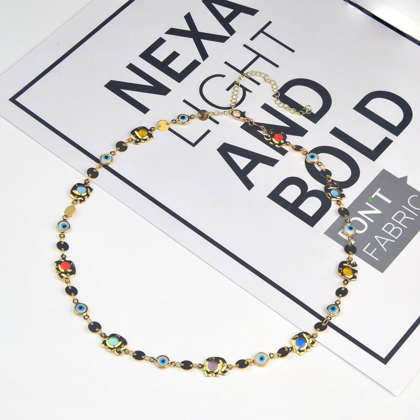 Colorful Eye Charm Statement Necklace Acalora