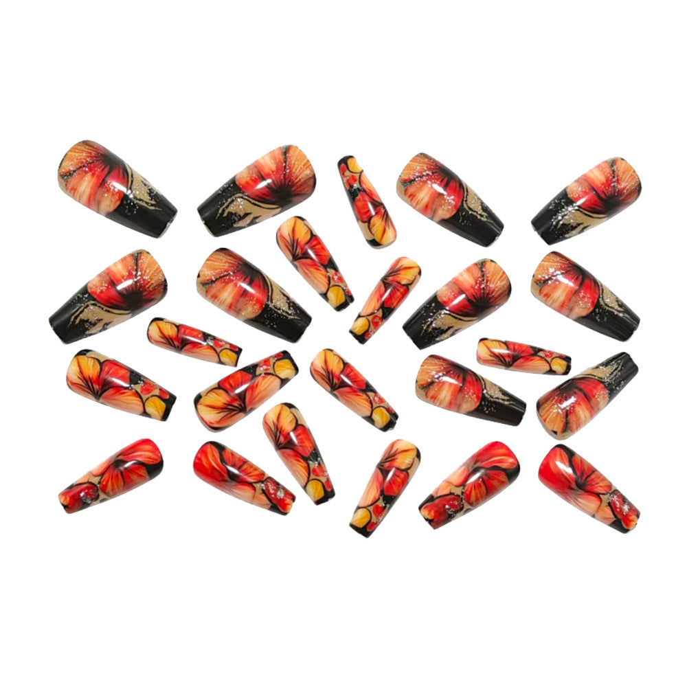 Artificial nails with floral designs and glitter accents Acalora
