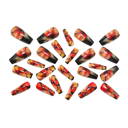 Artificial nails with floral designs and glitter accents Acalora