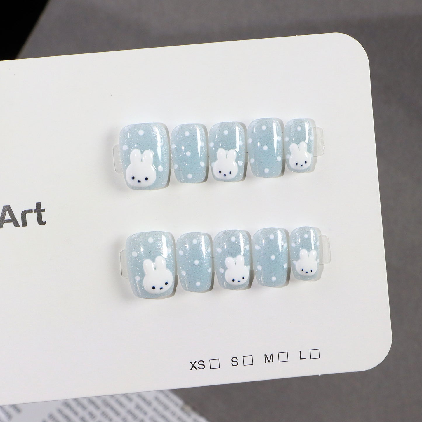 Whimsical Bunny-Themed Press-On Nail Art Set Acalora