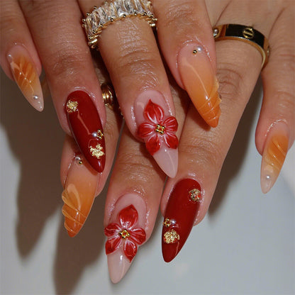 Elegant Floral Press-On Nail Art Set Acalora 1788496102