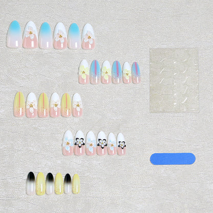 Artificial nail set with floral and glittering decorations Acalora