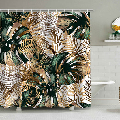 Tropical Leaf Print Shower Curtain