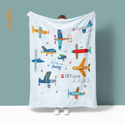 Unisex Airplane-Themed Cozy Fleece Blanket