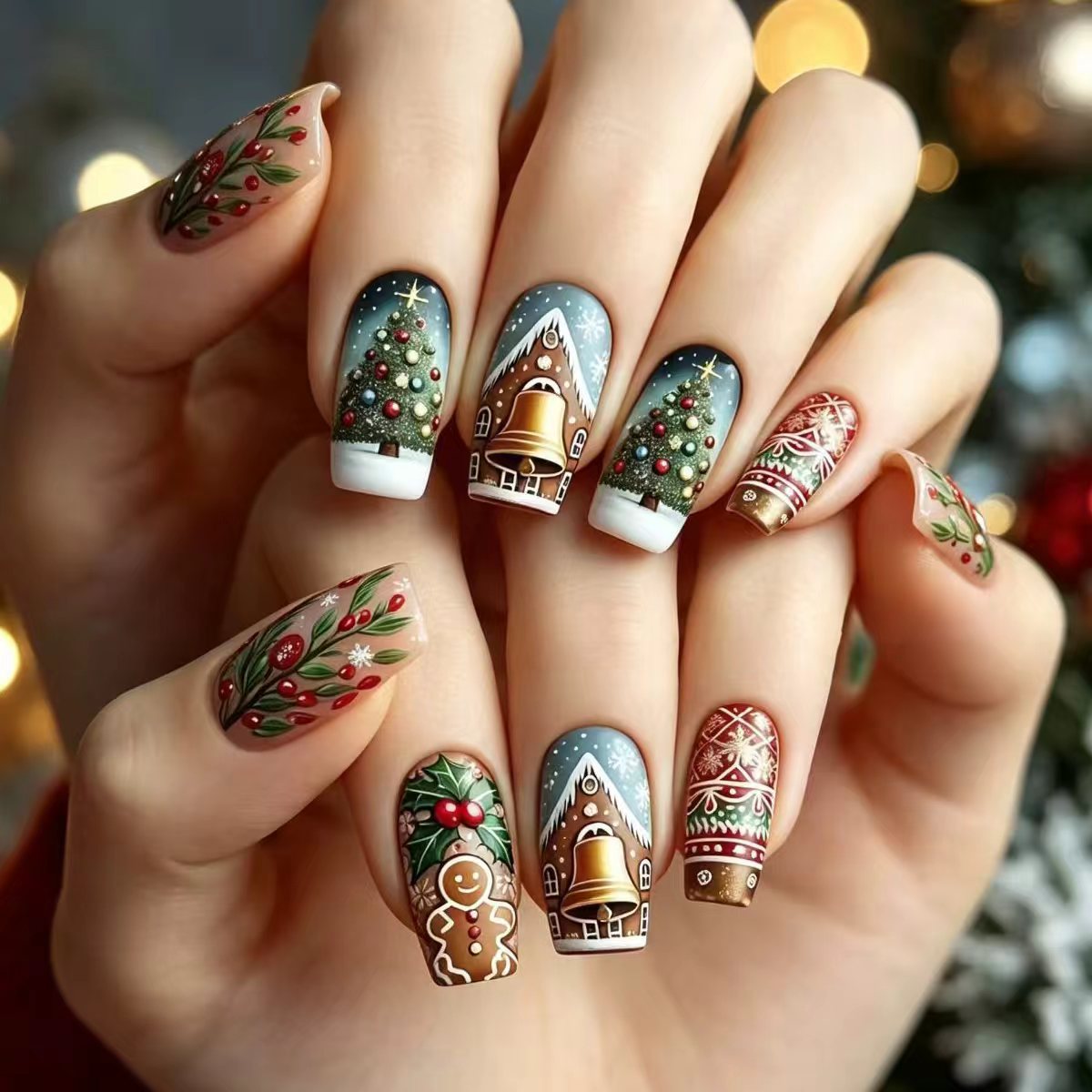 Festive Christmas-Themed Nail Art Acalora
