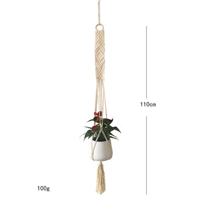 Macrame plant hanger with decorative tassels