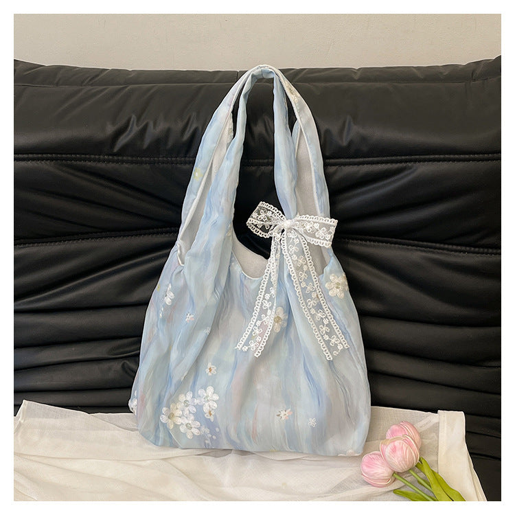 Elegant Floral Printed Shoulder Tote Bag Acalora